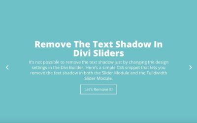 How To Remove Text Shadow In Divi Slider Modules