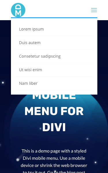 Before: Default Divi mobile menu